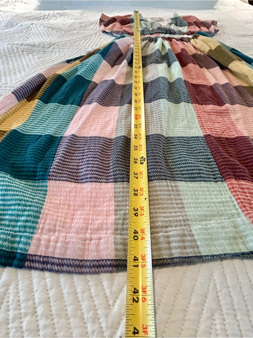 ace & jig XS Multicolor Plaid Cotton Midi A-Line Dress V-Neck Short Sleeve - Picture 5 of 6